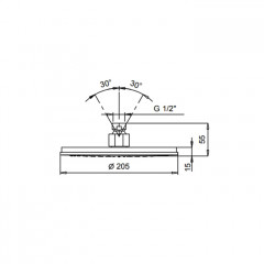 Fantini AK/25 Верхний душ 20 см, защита от известкового налета,цвет: Matt Gun Metal PVD
