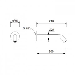 Fantini Nostromo Излив смесителя со стены для раковины, излив 20 см, цвет: Матовая натуральная сталь