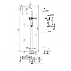 FANTINI AA/27 Напольный смеситель для ванны с ручной лейкой и шлангом ,(наружная часть) цвет Matt Gun Metal PVD