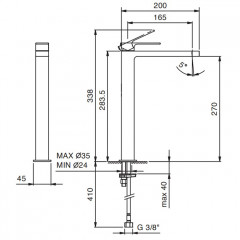 Fantini Mint Смеситель для раковины, 1 отв., без донного клапана, излив 165мм, цвет: хром