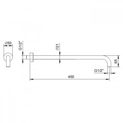 FANTINI Держатель верхнего душа 450 мм., настенный монтаж, цвет Raw Metal PVD