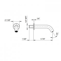 Fantini Nostromo Излив для ванны, настенный, цвет Matt British Gold PVD