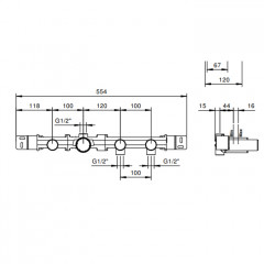 FANTINI Внутренняя часть смесителя для душа, переключатель на 2 источника, 1/2"