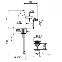 Fantini NOSTROMO SMALL Смесители для биде на 1 отверстие , цвет: хром
