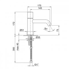 Fantini Nostromo Смеситель для раковины, 1 отв., без донного клапана, излив 145мм, цвет: хром