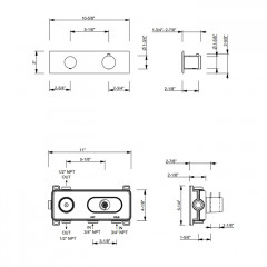 Fantini Nostromo Термостатический встраиваемый смеситель для душа на 2 потока , с поворотной ручкой, цвет Matt Gun Metal PVD