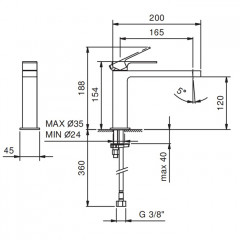 Fantini Mint Смеситель для раковины, 1 отв., без донного клапана, излив 165мм,, цвет: хром