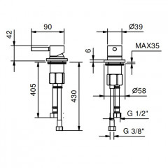 Fantini Nostromo Управление на борт ванны, цвет: хром