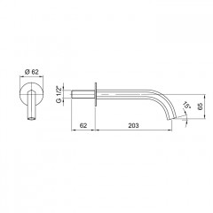 FANTINI VENEZIA Излив для ванны 203 мм., настенный, цвет хром