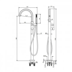 Fantini Venezia Смеситель напольный для ванны с ручным душем, цвет хром (внешняя часть)