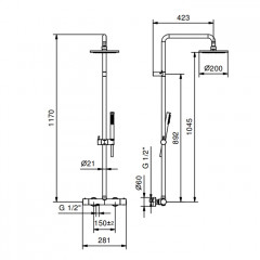 Fantini NOSTROMO Штанга для душа с внешней частью смесителя , цвет: хром