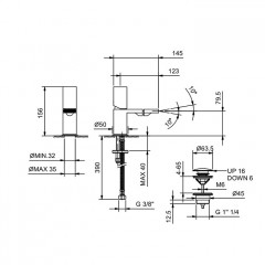 Fantini Milano Смеситель для раковины, 1 отв., без донного клапана, излив 220мм, цвет: хром