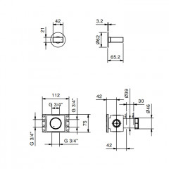FANTINI VENEZIA Запорный вентиль, без ручки, внешняя часть, цвет Matt Gun Metal PVD