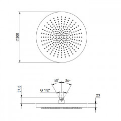 FANTINI Верхний душ 300 мм., цвет Nickel PVD