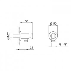 Fantini Milano Шланговое соединение на 1/2" с держателем ручного душа, цвет: матовая оружейная сталь