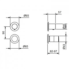 Fantini Nice Встраиваемый смеситель для душа на 2 потока, цвет черный матовый (внешняя часть)