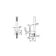 Fantini Milano Душевой набор: вывод воды 1/2", шланг 150 см, ручная лейка FIT, держатель для лейки, цвет: матовая натуральная сталь
