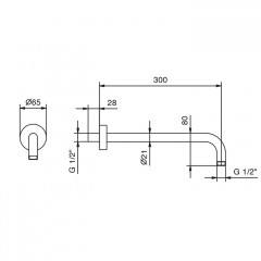 FANTINI Держатель верхнего душа 300 мм., настенный монтаж, цвет Матовая натуральная сталь