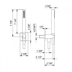 FANTINI MINT Душевой комплект с ручным душем, держателем с подводом воды и шлангом 1500 мм., цвет хром
