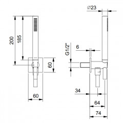 FANTINI MINT Душевой комплект с ручным душем, держателем с подводом воды и шлангом 1500 мм., цвет Матовая натуральная сталь