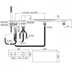 Fantini Milano Смеситель на борт ванны, на 4 отв, с ручн.душем, излив 115мм, цвет: матовая натуральная сталь