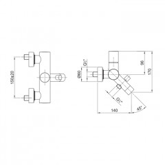 Fantini Nostromo Смеситель для ванны, настенный, с ручн душем, излив 140мм, цвет: хром