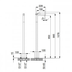 FANTINI MINT Смеситель для раковины, напольный, внешняя часть, цвет черный матовый