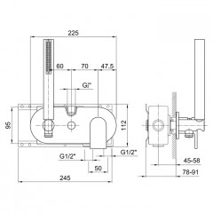 Fantini Mare Смеситель для душа, встраиваемый, на 2 источника, с ручн душем, (наружняя часть), цвет: хром