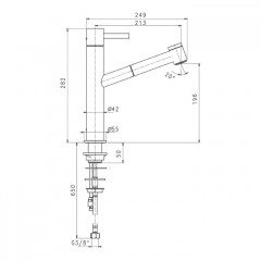 Fantini AF/21 Смеситель для раковины, 1 отв., без донного клапана, излив 213мм, цвет: Matt British Gold PVD