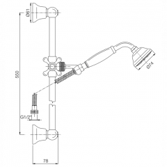 FIMA|Carlo Frattini Wellness Душевая штанга с ручным душем с белой керамической ручкой и металлическим шлангом 1500 мм., цвет хром