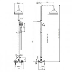FIMA|Carlo Frattini Epoque Смеситель для душа внешнего монтажа, с душевой штангой, верхним душем 200 мм. и душевым комплектом, цвет хром