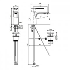 Fima Carlo Frattini MAST Смеситель для раковины высокий, с донным клапаном click-clack, цвет: чёрный матовый