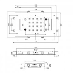 FIMA|Carlo Frattini Wellness Верхний душ Harmonia 700x400 мм., встраиваемый, 2 режима: дождь, 2 каскада; Bluetooth, хромотерапия LED, цвет хром