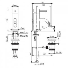 FIMA|Carlo Frattini SPILLO UP XS Смеситель для биде на 1 отверстие, однорычажный, с донным клапаном, цвет черный хром