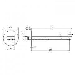 Fima Carlo Frattini Nomos Go Излив для ванны, 20см., настенный, цвет: хром