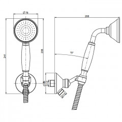 FIMA|Carlo Frattini Wellness Душевой комплект с ручным душем, держателем с выпуском и металлическим шлангом 1500 мм., цвет хром