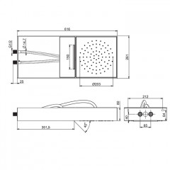FIMA|Carlo Frattini Wellness Верхний душ Moove настенного монтажа, в белой матовой раме, с каскадом, передвижной модуль подачи воды, цвет хром