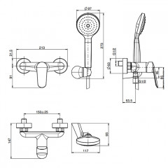 Fima Carlo Frattini Spot Смеситель д ля душа, настенный, с ручным душем, цвет: чёрный матовый