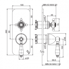 FIMA|Carlo Frattini HEREND Смеситель для душа встроенный, с переключателем на 2/3 источника, внешняя часть, цвет хром