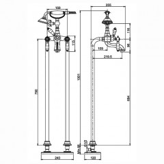 FIMA|Carlo Frattini Herend Смеситель для ванны внешнего монтажа, с душевым комплектом, цвет бронза