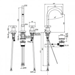 Fima Carlo Frattini Maxima Смеситель на раковину, на 3 отв., с донным клапаном, цвет: чёрный матовый