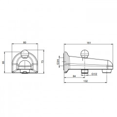 FIMA|Carlo Frattini Wellness Излив для настенного монтажа, с переключателем, длина 130 мм., цвет хром