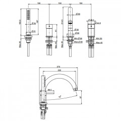 Fima Carlo Frattini Spillo Up Смеситель на борт ванны, на 4 отв., с ручным душем, цвет: хром