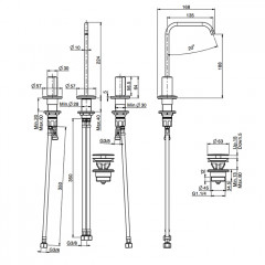 Fima Carlo Frattini So Смеситель для раковины, на 3 отв., с донным клапаном, цвет: чёрный матовый