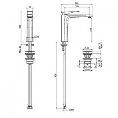 Fima Carlo Frattini, Bathroom Zeta, Смеситель для раковины, на 1 отв., излив 165мм, донный клапан, тип подводки-гибкий, цвет: чёрный матовый