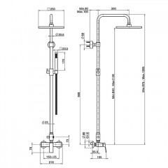 FIMA|Carlo Frattini Fit Смеситель для душа, настенный, с душ.стойкой, верхний душ 250мм, ручной душ, цвет: белый матовый