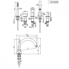 FIMA|Carlo Frattini So Смеситель на борт ванны двойной, с изливом, без ручек, с душевым комплектом, цвет хром