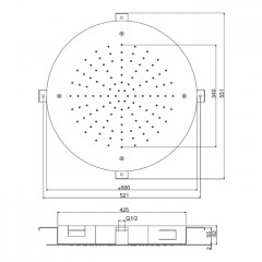 FIMA|Carlo Frattini Wellness Верхний душ 500 мм., встраиваемый в потолок, нержавеющая сталь, цвет хром