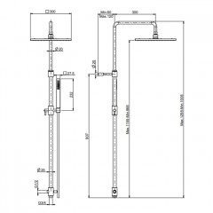 FIMA|Carlo Frattini Wellness Душевая стойка с верхним душем 300х300 мм. и душевым комплектом, цвет хром