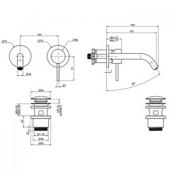Fima Carlo Frattini Spillo Steel Cмеситель для раковины, встраиваемый, излив: 157мм., цвет: нержавеюшая сталь